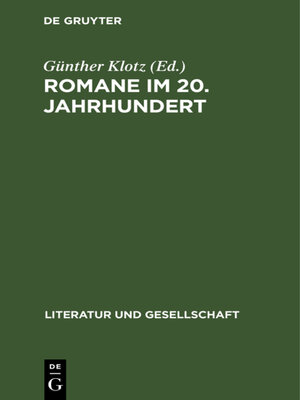 cover image of Romane im 20. Jahrhundert